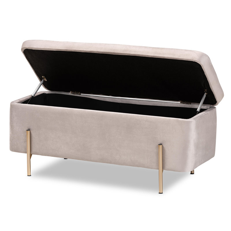 Molto Upholstered Storage Bench, Gray Velvet