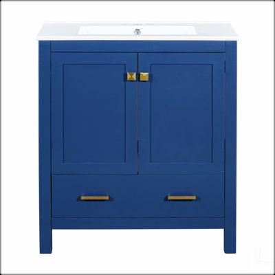Meuble-lavabo de salle de bain avec lavabo simple, lavabo sous comptoir, armoire de rangement pour salle de bain, fermeture en douceur