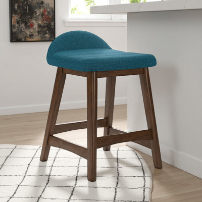 Jeyn Counter Stool With Footrest Set Of 2, Brown Wood