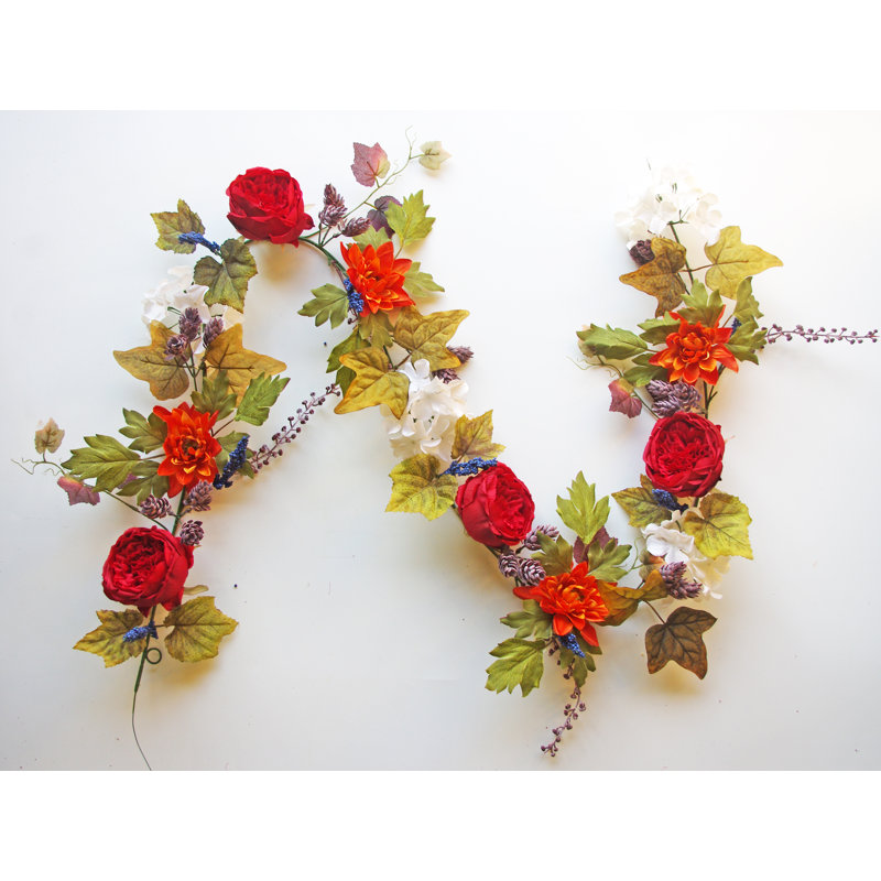 Guirlande 6 'de chou rose et d'hortensia, Rouge/orange/crème