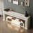 Beige Solid Wood TV Cabinet Fireplace-117598222