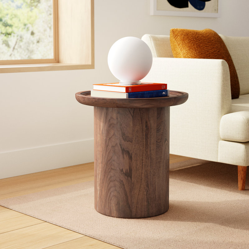 Acadia Solid Wood Tray Top End Table, Dark Oak