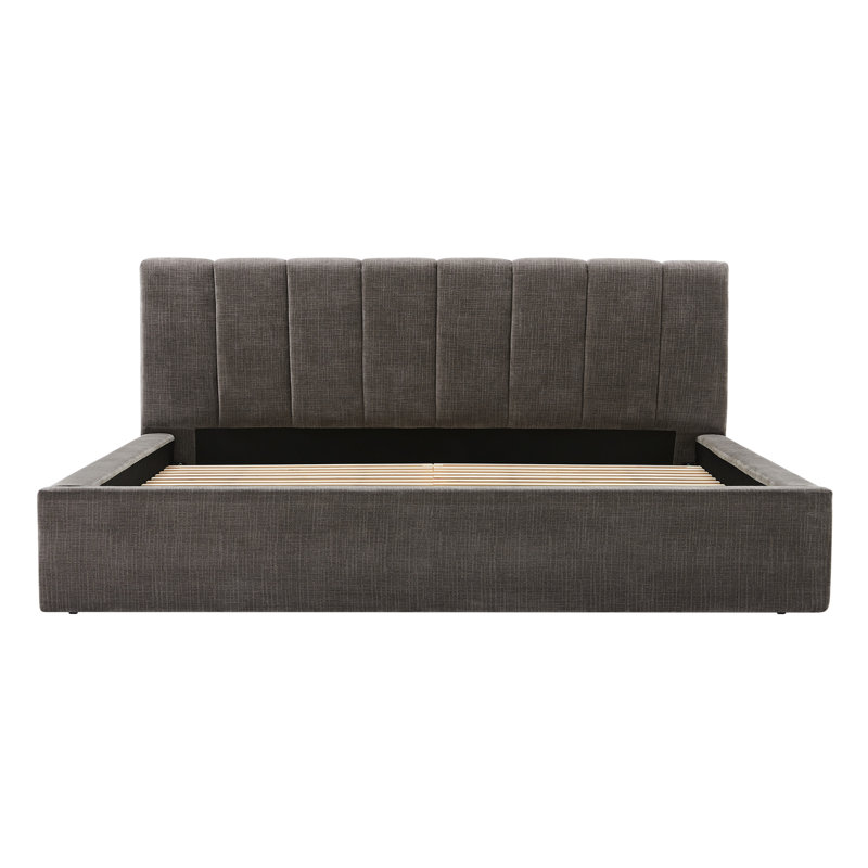 Delmar Upholstered Platform Bed, King, Selene Stone