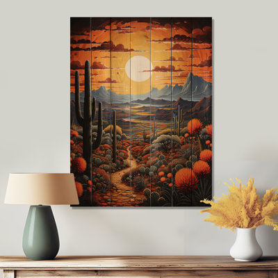" Yellow Green Cactus Desert Sunset Saguaro "