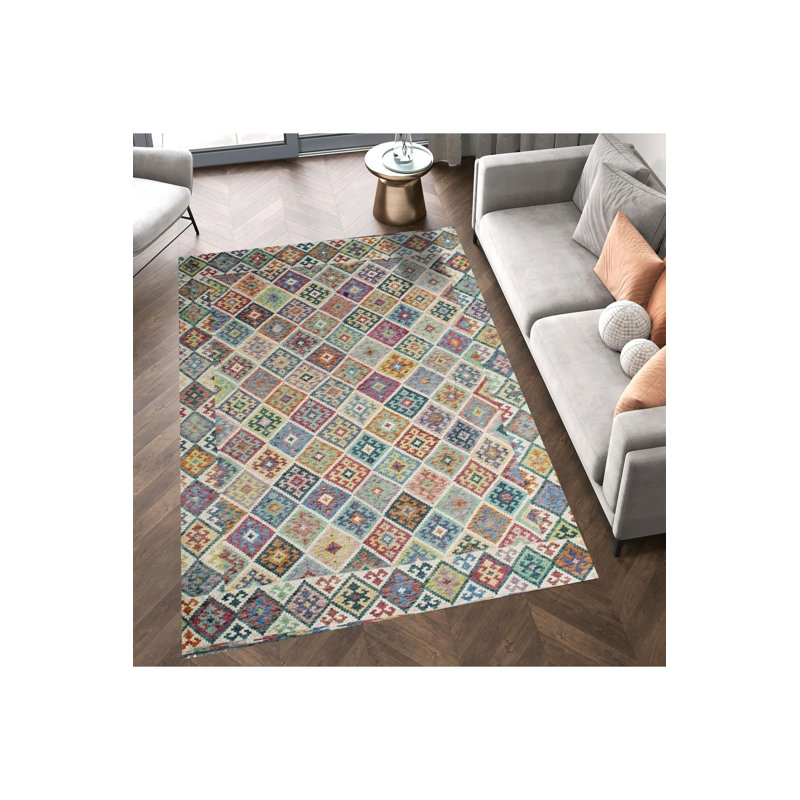 Tapis décoratif moderne multicolore lavable à la machine, Tapis de couloir 3 pi 3 po x 6 pi 7 po inclus