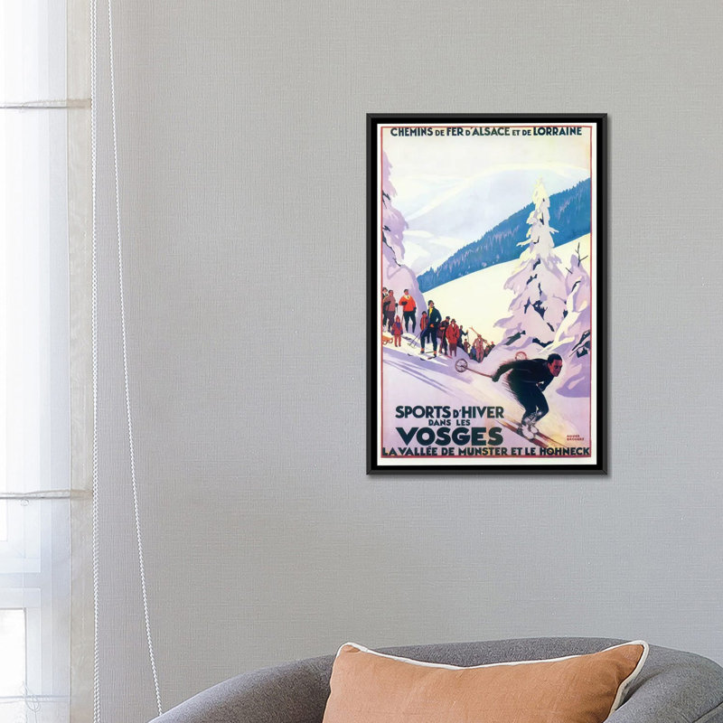«Skiing III», impression sur toile, H 26 po x l 18 po x P 1,5 po, Toile avec cadre noir, Pas de tapis
