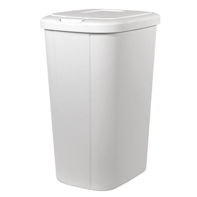 Plastic Touch Top Kitchen Trash Can - 13.3 Gallons, White