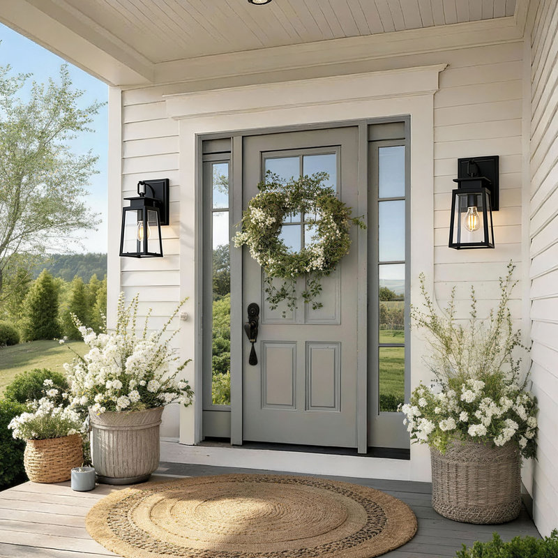 Schock Black Steel with Clear Glass Outdoor Wall Light(Set of 2)