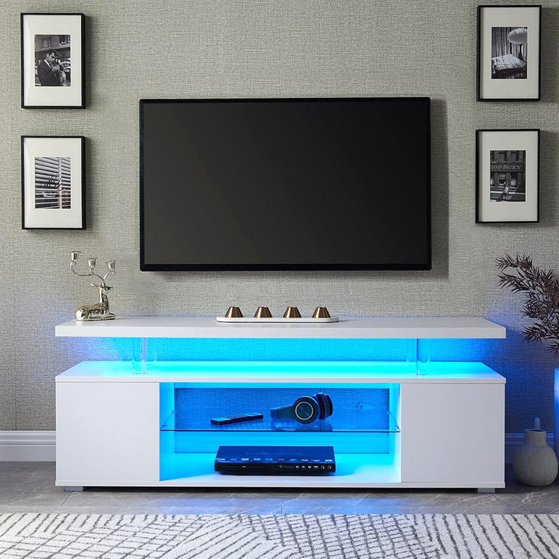Crédence de rangement Birkbeck, Blanc, H 21 po x l 51 po x P 16 po, Mdf