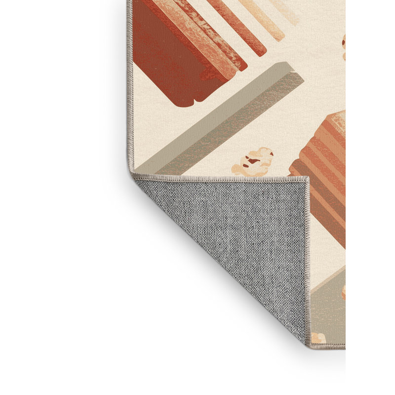 Tapis à rayures moderne lavable à la machine Pacen Popcorn Box - beige, 3 x 5