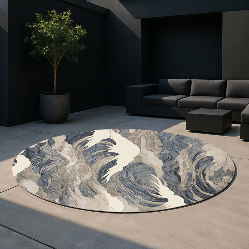 Tapis intérieur et extérieur Scarlet C Courants, Rond 5 pi