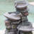 19x15x31.5" Indoor Outdoor Stone Water Fountain,  4-Tier Polyresin Cascading Rock Bowl Freestanding Fountain with LED Ligh