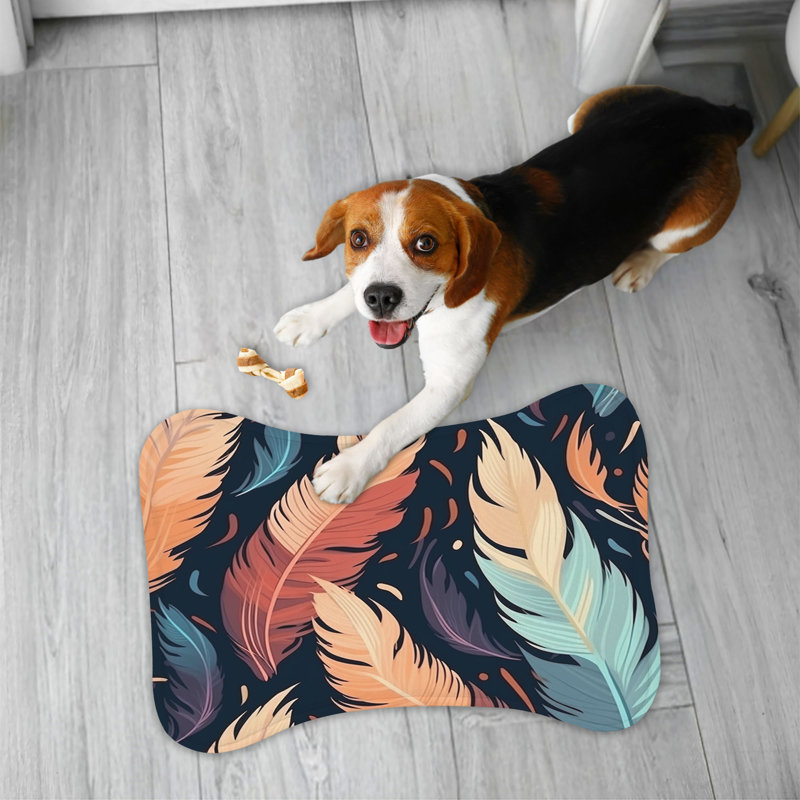 Plume Patterns - 1 Piece Bone Shape Feeding Mat