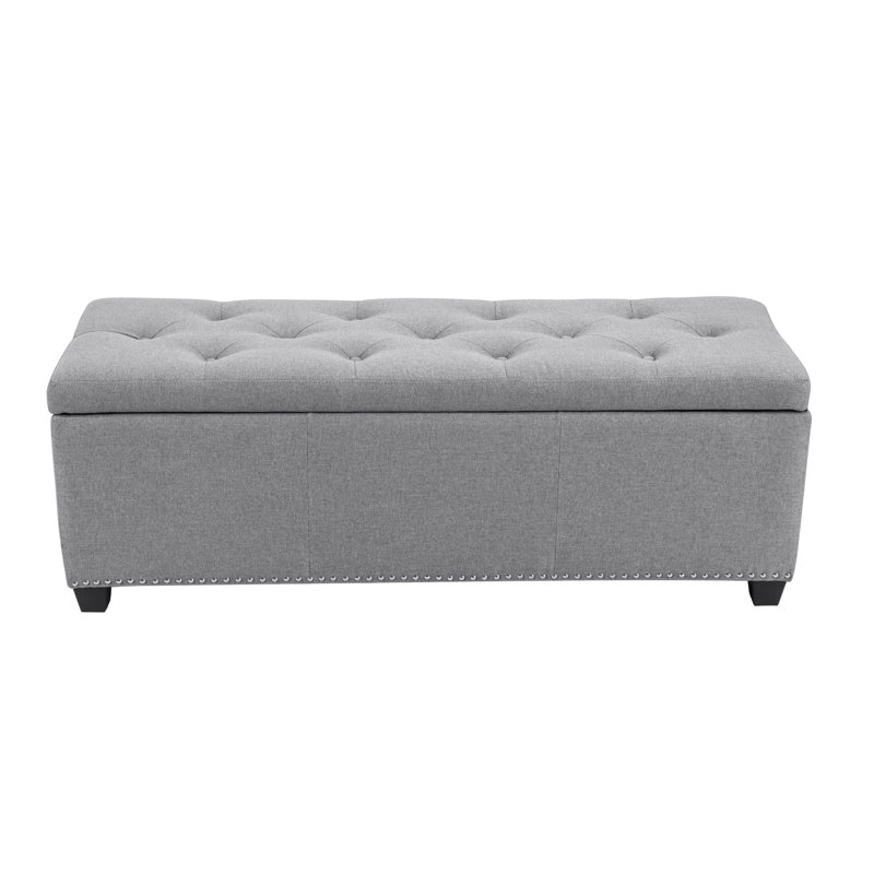 Anitria Fabric Flip Top Storage Bench, Gray