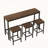 Modern Design Kitchen Dining Table,Pub Table,Long Dining Table Set with 3 Stools,Easy Assembly,Dark Brown