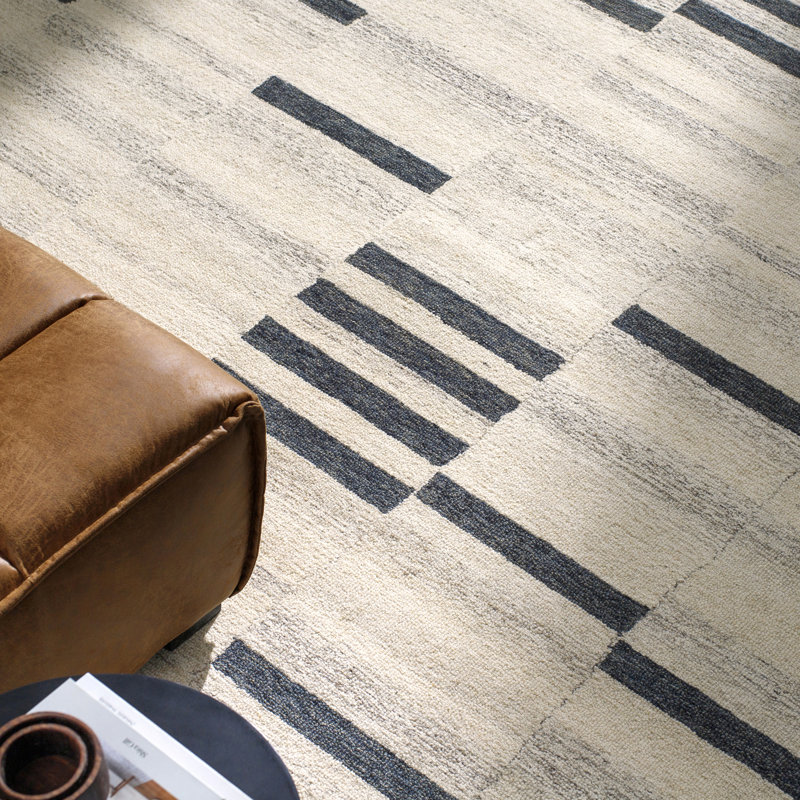 Granada Broken Stripe Wool Hand Made Area Rug, Rectangle 122 x 183 cm