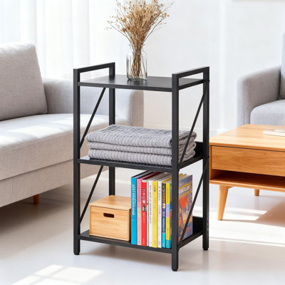 3-Tier Industrial Bookshelf With Metal Frame, Storage Organizer For Living Room, Bedroom, Home Office And Kitchen by 17 Stories