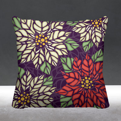 Floral Outdoor Reversible Throw Pillow