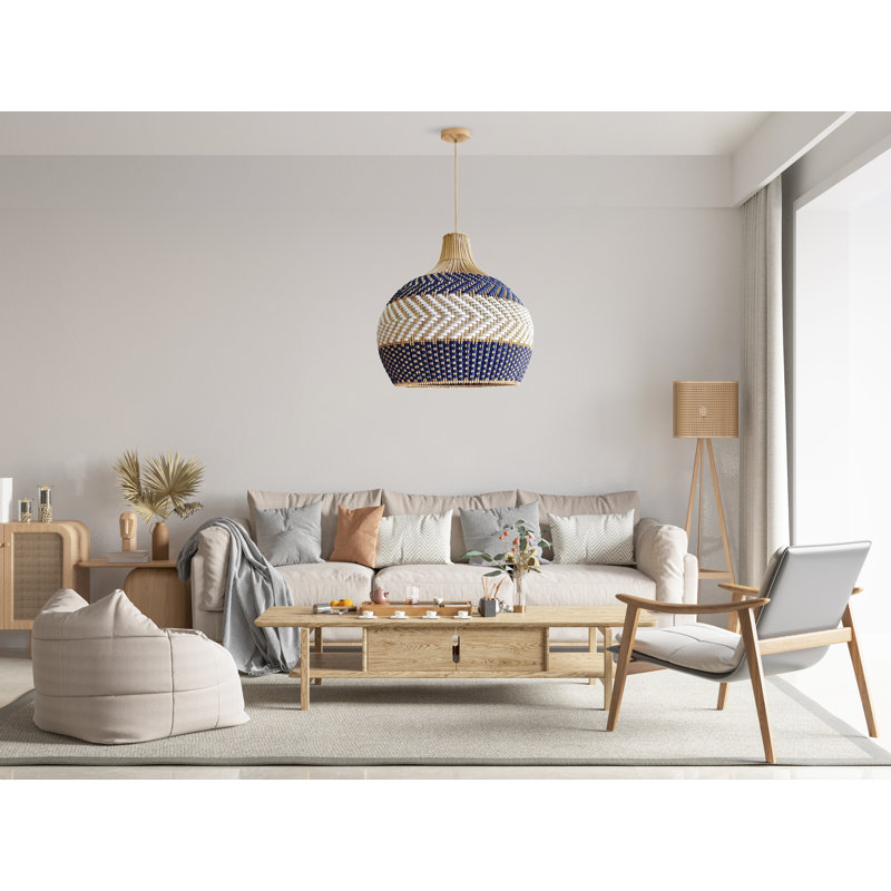 Luminaire suspendu en dôme en rotin de 21,5 po et 24 po Brames Brames, 24", Corde naturelle de 120 po
