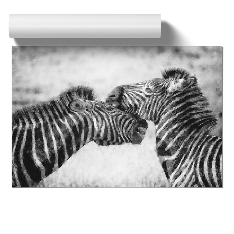 Zebras Painting - Frameless Print, 42cm H x 59cm W x 0.1cm D
