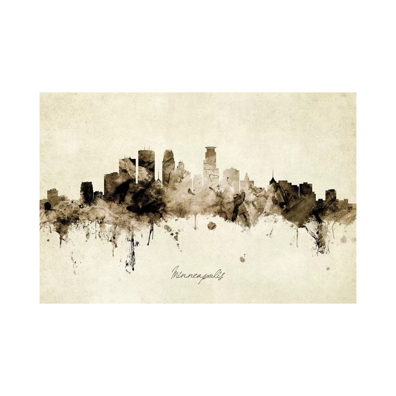 «Minneapolis Minnesota Skyline» par Michael Tompsett, impression sur toile tendue, H 18 po x l 26 po x P 1,5 po