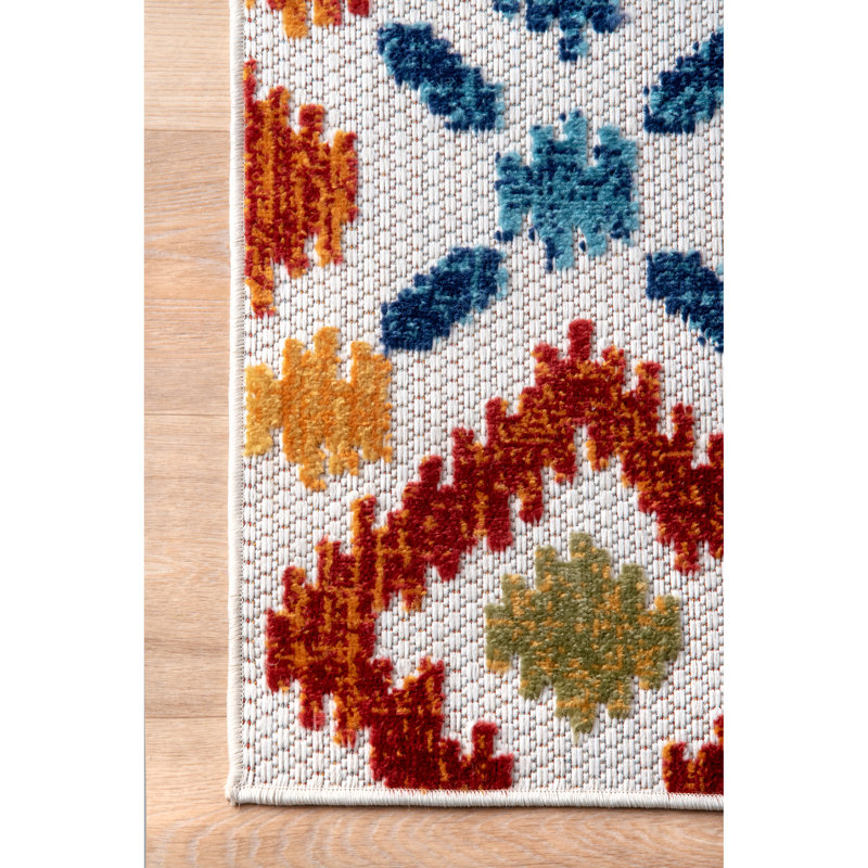 Tapis intérieur / extérieur bleu en polypropylène tissé à la machine Dupre, Rectangle 5 pi x 8 pi