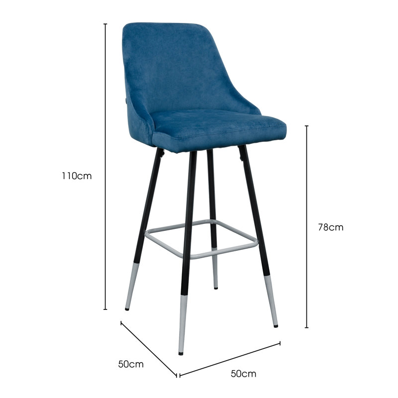 Darmstadt Upholstered Counter Stool with Solid Wood Frame, Blue