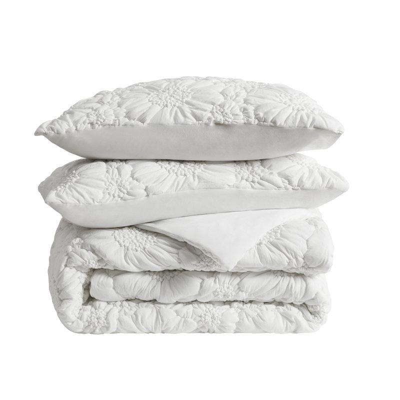 Ensemble d'édredon en coton Lou Lou, Couvre-lit très grand et 2 taies d'oreiller , Ivoire ivoire