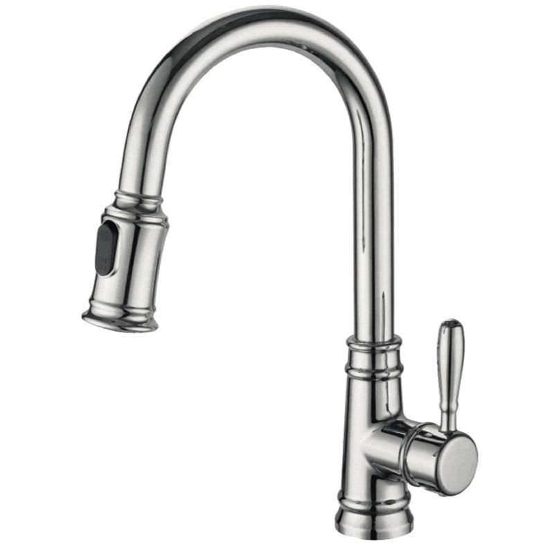 Robinet de cuisine à poignée simple, Nickel brossé