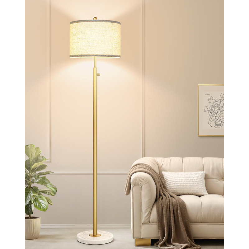 Lampe sur pied à intensité variable pour le salon, ampoule DEL 11 W incluse, lampe sur pied moderne avec base en marbre