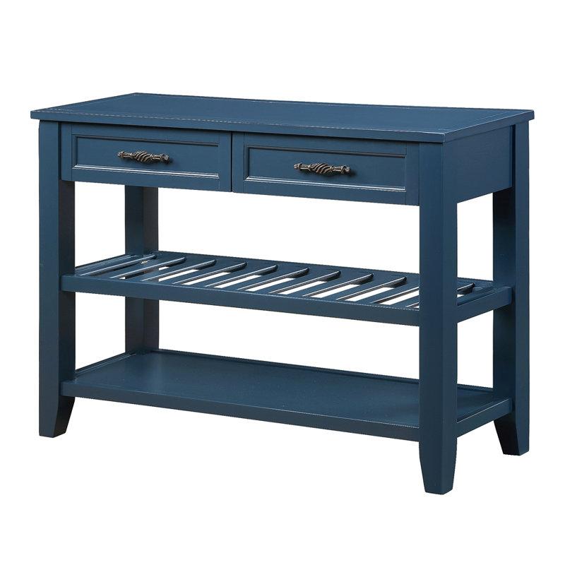 Console Sofa Table With 2 Storage Drawers And 2 Tiers Shelves, Mid-Century Style 42'' Solid Wood Buffet Sideboard For Living Room Furniture Kitchen Dining Room Entryway Hallway