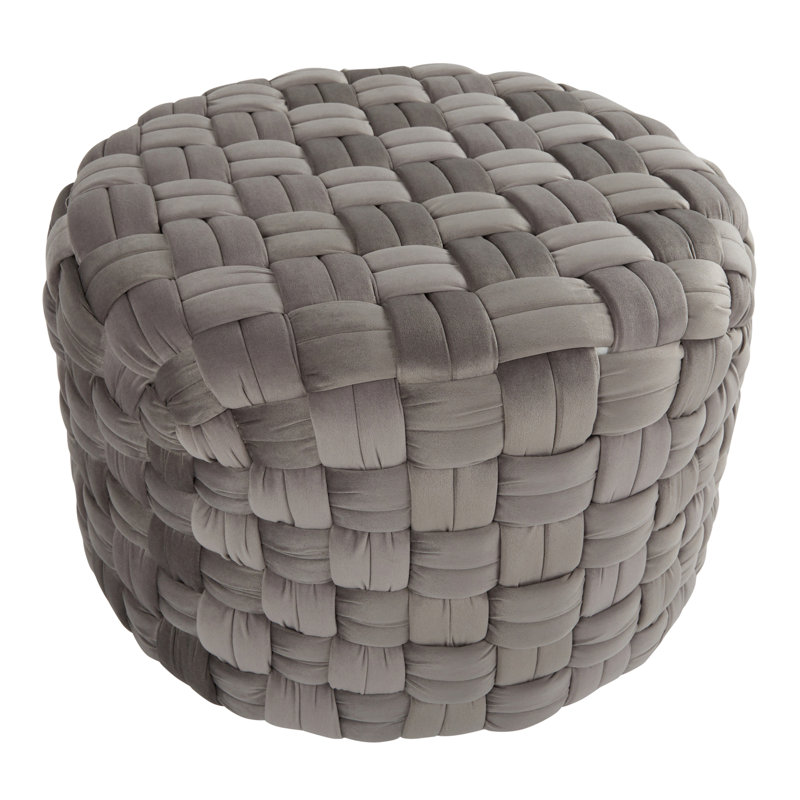 Velvet Pouf, Dark Gray Velvet