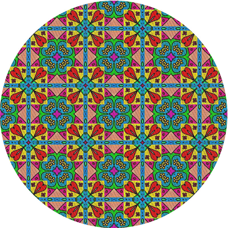 Floral Indoor Rug, Round 4'