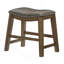 Tabouret de salle à manger 20 pouces Miel, similicuir gris, bois massif brun, têtes de clou