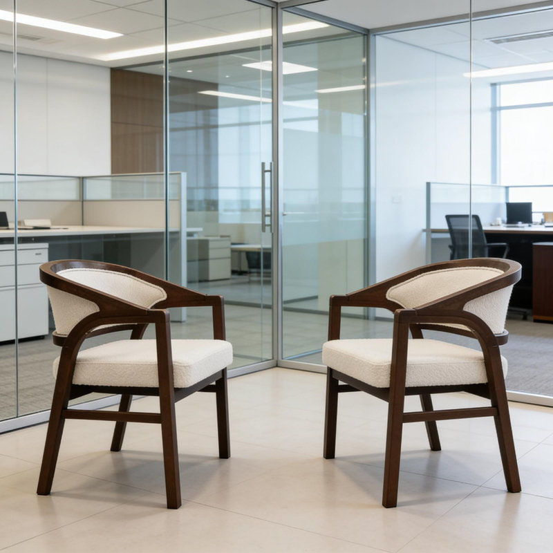 Ensemble de 2 chaises de salle à manger à structure en bois avec dossier rembourré et chaises d'appoint ergonomiques, Noyer