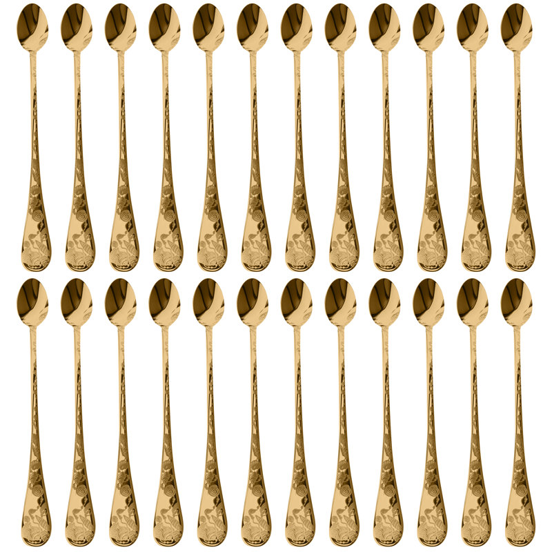 Venere Stainless Steel Iced Beverage Spoon, Gold