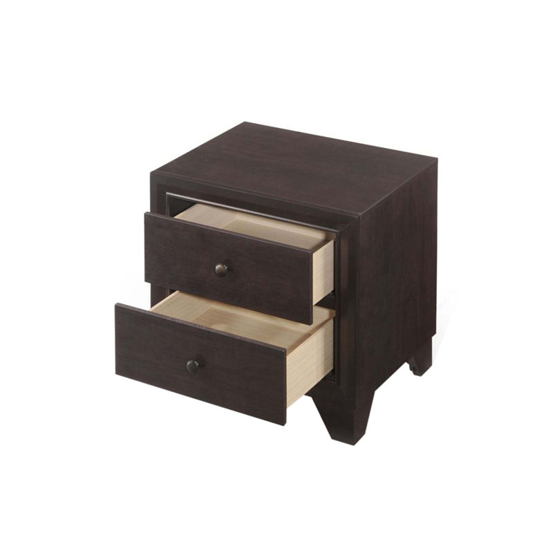 Wooden Nightstand With 2 Drawers