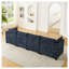 Canapé d'angle Comfy Cloud en chenille, canapé modulable 4 places avec 2 poufs et coussins décoratifs, canapé-lit profond pour salon, bleu