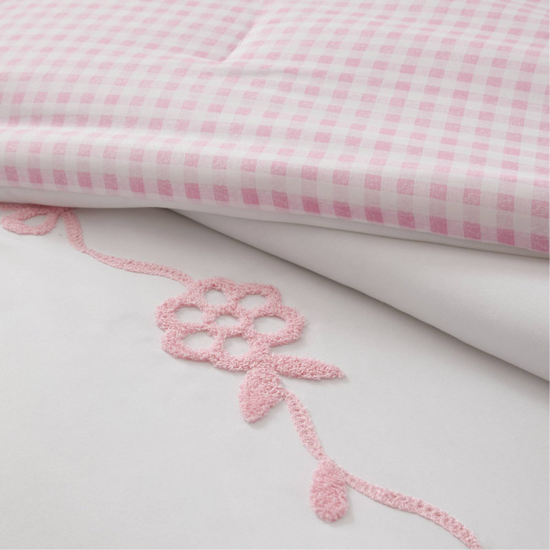 Ensemble d'édredon 4 pièces pour lit simple / simple TG, rose