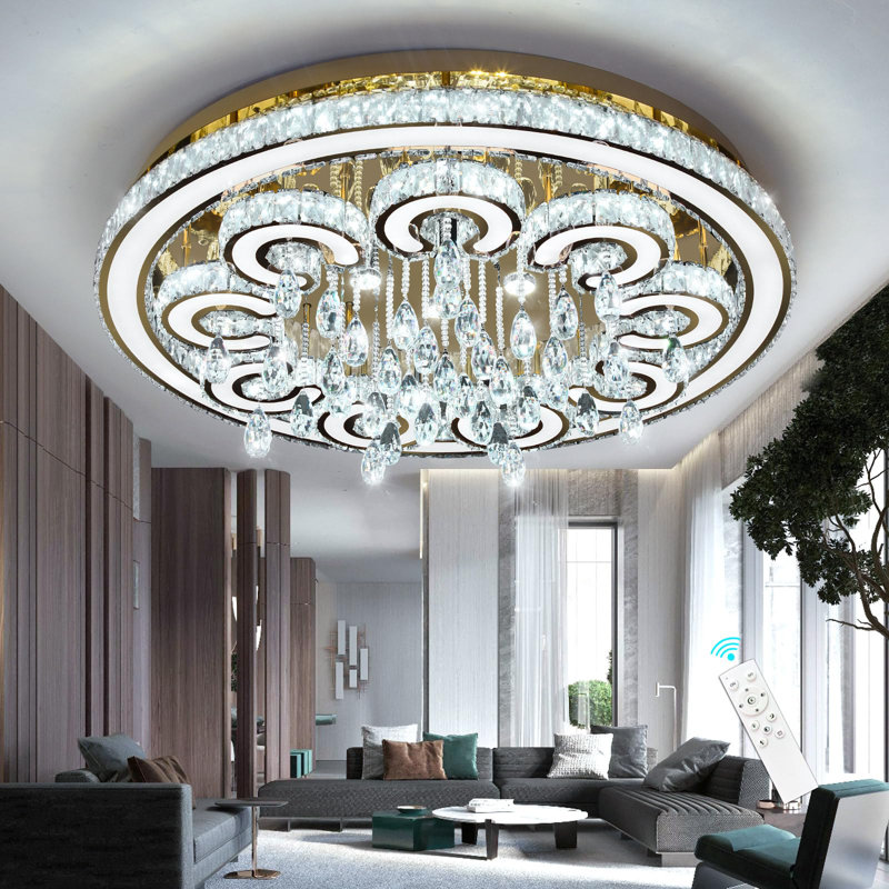 Glam Dimmable Led Crystal Chandelier, Gold