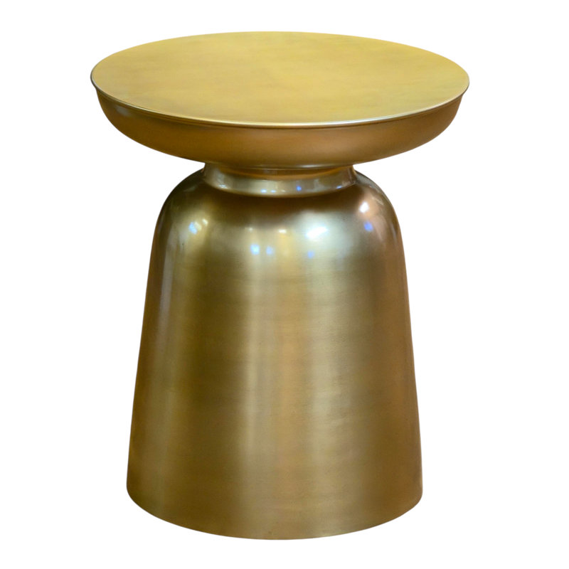 Table de bout ronde en métal Shenna, Doré