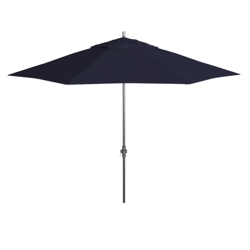 Parasol de patio de 11 pieds avec nervures en fibre de verre et inclinaison du collier, Oléfine bleu marine