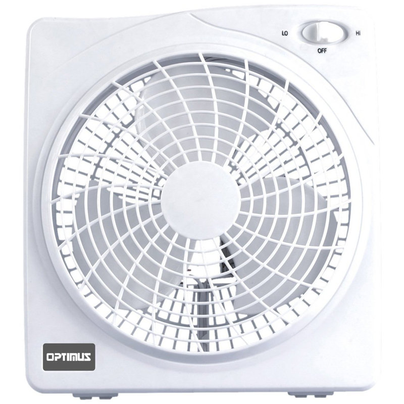 Optimus 10" White Plastic Two-Speed Floor Fan