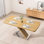 Table de salle à manger Boonville 63 ", 4 à 6 places, ton naturel, stable et base en métal 47,25" -63 ", sièges 4-6, rétractable, acier