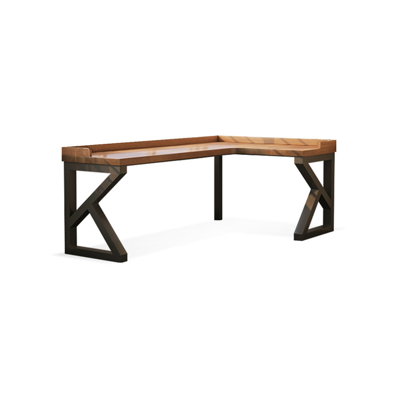 Walnut L-Shaped Solid Wood  desk, 29.53" H x 62.99" W x 47.24" D, Right Hand Return