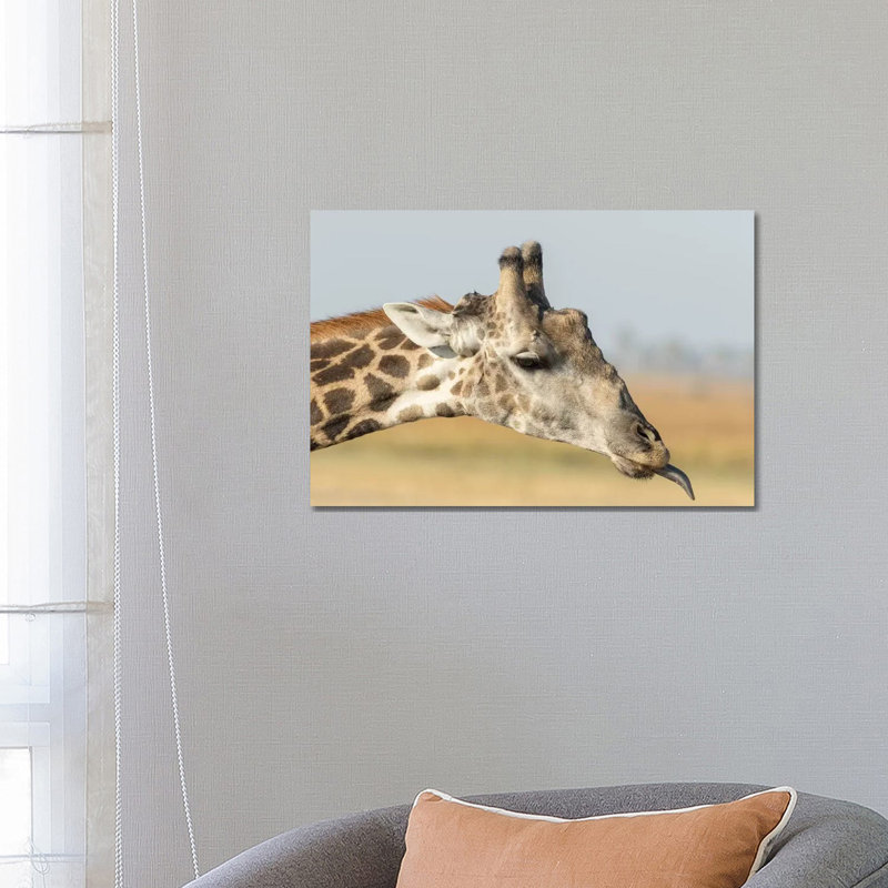 Africa, Botswana, Chobe National Park. Close-Up Of Giraffe Neck With Oxpecker Bird by Jaynes Gallery - Wrapped Canvas Print