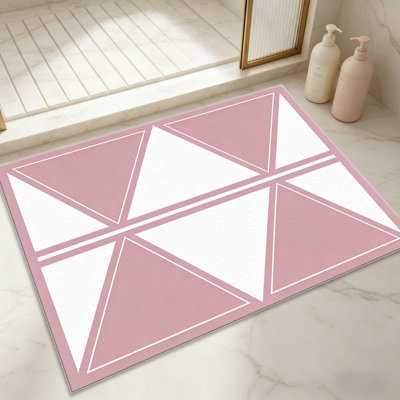 Tapis triangulaire fendu rose doux pour le salon, doux et confortable, adapté à toutes les saisons, facile à entretenir, tapis de sol intérieur lavable à la machine, sous la table de ferme convenant à la chambre à coucher, à la salle à manger, au bureau, au balcon, au patio