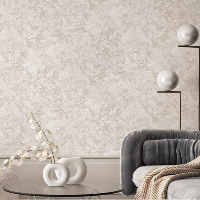 Decorative Marbled Embossed Wallpaper, Non-Adhesive Wallcovering Roll: 41.7”W x 614”H- 177.80 sq ft