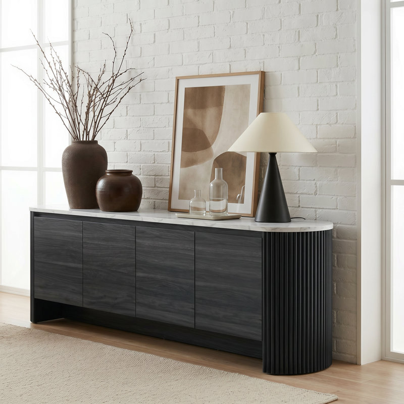 Meuble télé avec canapés de rangement 70 "pour téléviseurs de 85 po ou moins Cove, Black Gray