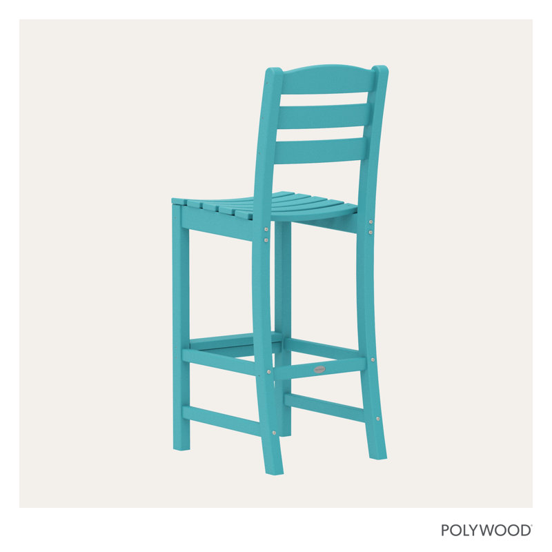 Tabouret de bar d'extérieur sans accoudoirs 47,13 po POLYWOOD La Casa Café, Turquoise